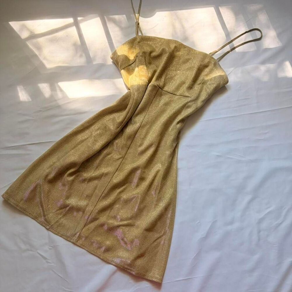 urban outfitters | size m — gold metallic shimmer mini dress